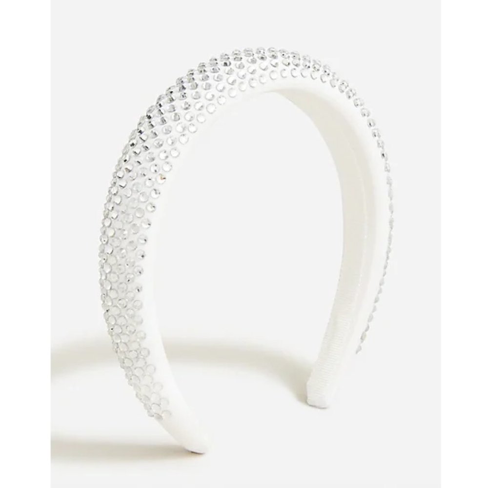 J. Crew Rhinestone Studded Puff Headband - White